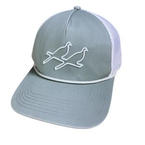 Two Dove Hat Cap Snap Back Mens One Size Green White Mesh Trucker Logo